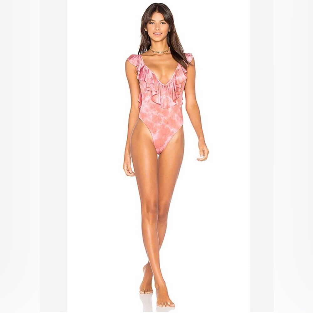 Blue Life Flutter One Piece in Flamingo Tie Dye